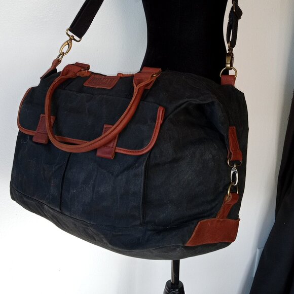 DULUTH TRADING CO XL Heavy-Duty Canvas and Leather Duffle Bag Carry-on Weekender - Picture 2 of 15